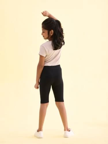 GO COLORS Girls Solid Black Cycling Shorts 4