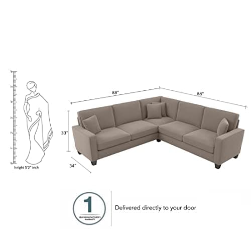 Torque - Moscow 5 Seater (Light Brown) Corner Fabric L Shape Sofa for Living Room, Bedroom, Office Furniture | 1 Year Warranty 2