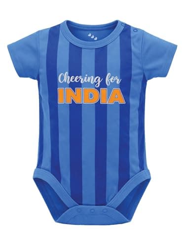 Zeezeezoo Indian Cricket Team Jersey Inspired Baby Boy, Girl Bodysuit Dress | Half-Sleeves 6-12 Months