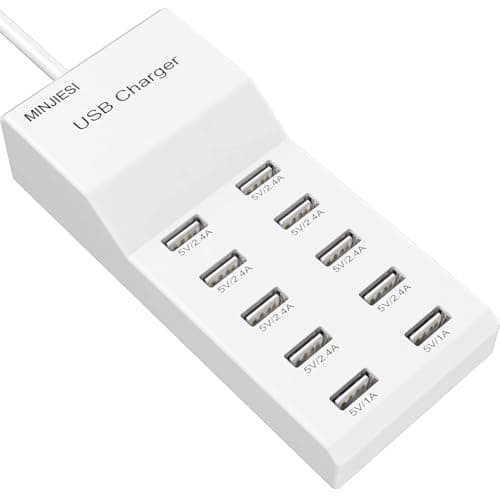 DooBuy 10-Port USB Charging Station, 60W 12A, Multiple Charging Block/Power Strip for Smartphones, Tablets, Smartwatches