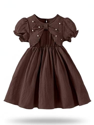 SKYCARRY Baby Girl Cotton Frock Dress for Girls Ages 1 to 13 Years. Stylish Round Neck Kids Clothing for Birthday Wedding. Breathable Knee Length Summer Garment.