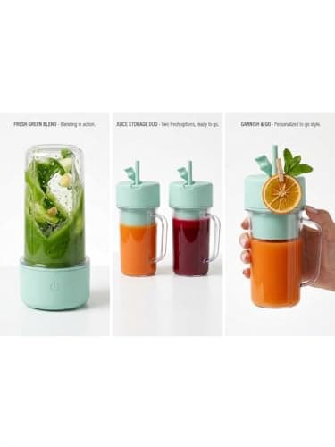 Portable crusher juicer blender mixer with handle and straw 420ml 5