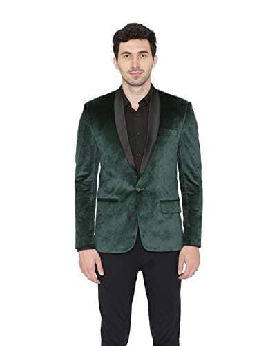 Wintage Men's Regular Fit Tuxedo Formal Blazer (Tuxvelvet201Color10S40_Green_40)