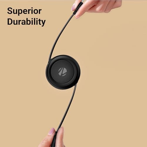 Zebronics Type C - Type C Retractable Cable, 60 Watts, Upto 480Mbps Data Sync, Fast Charging, 1 M, Compatible with iPhone 15 & 16 Series, iPad, MacBook, Samsung, Android (Wattz 60RCC1, Black) 5