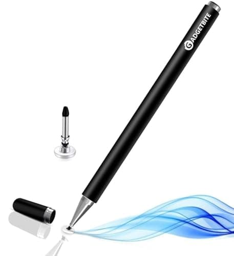 Stylus Pen for Android Tablet & iOS All Touchscreen Devices Capacitive Universal Smart Pen Pencil with Fine Point Disc Tip Lightweight Metal Body and Magnetic Cover for Mobile Phone iPad Tab - Black