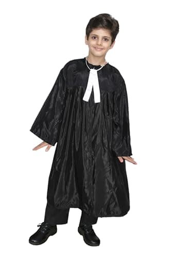 Kaku Fancy Dresses Polyester Our Community Helper Lawyer Costume For Kids Lawyer Black Coat And Tie For Boys & Girls -5-6 Years
