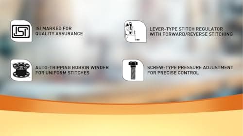 USHA Bandhan DLX Manual Sewing Machine – Composite Body with Cover (Built-in Stitches 1|| Brown) 4