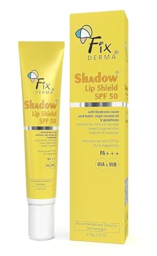 Fixderma Shadow SPF 50 Lip Shield Pa+++ Lip Balm with Cacao Seed Butter & Vitamin E | Prevents Pigmentation & Sun Damage | Lightens Pigmented Lips | Protects Against UVA & UVB Rays - 15gm