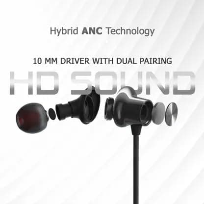 FD1 Bluetooth Neckband Headphones, Wireless in-Ear Earphones with Built-in Mic, Deep Bass, Long Battery Life, Black (Black) 5