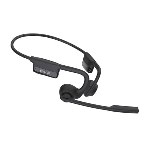 ng Earsafe Comm Open Ear Air Conduction Headphone, Noise Cancelling Boom Mic Earphone, Computer/PC/Laptop Use, USB Type-C Fast Charge, 17H Playtime, Ideal for Home, Office, Zoom Meetings, Black