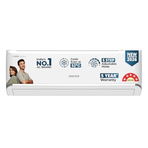 Voltas 1 ton 5 star,New star rated, Inverter Split AC (Copper, Convertible 5-in-1 Cooling Mode,2-Way Air Swing, Anti-dust Filter with Anti Microbial Coating,Auto Clean (125INV VECTRA ZEN SILVER,White)