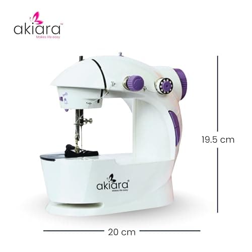 Akiara - Makes life easy Mini Sewing Machine with Table Set | Tailoring Machine | Hand Sewing Machine with extension table, foot pedal, adapter, White 4