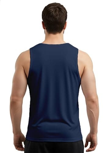 Peppyzone Men’s Printed Sleeveless Gym Tank Top | Quick-Dry Sports Vest for Workout, Training & Running | Lightweight Breathable Fabric | Activewear for Men (in, Alpha, S, Regular, Navy Blue) 2