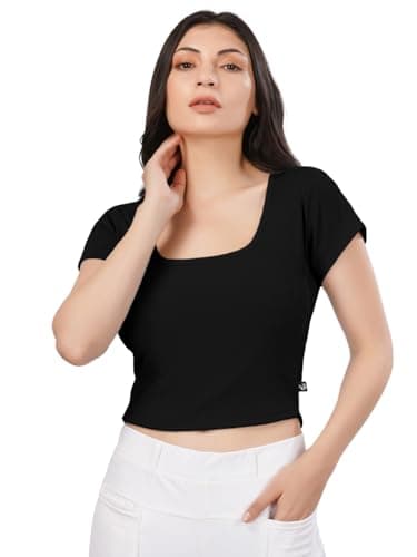 Plus Size Womens Tshirts Tops Short Sleeve Crop Tops Slim Fit Gym Workout Top