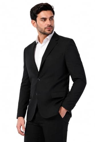 SOGNARE Men's Premium Formal Blazer - Black || Fully Lined Tailored Fit for Office, Meetings, Weddings, Parties & Special Occasions - 42 4