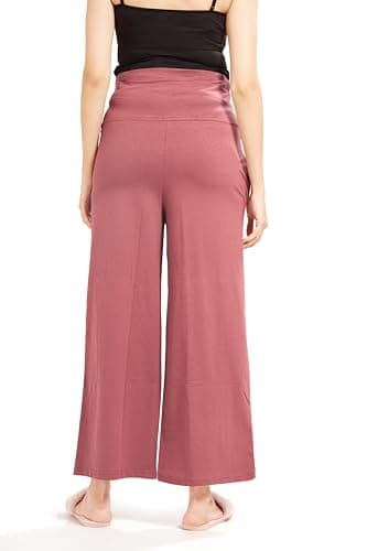 AV2 Women's Cotton Lycra Stretchable Relaxed Fit Maternity Pants | Maternity Yoga Pants | Maternity Trousers Pink Large 5556 2