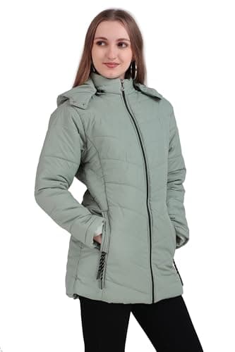Brazo Long Hooded Puffer Jacket | Warm Winter Coat with Full Zip & Pockets | Lightweight Insulated Outerwear for Women's (IN, Alpha, M, Regular, Pista) 2