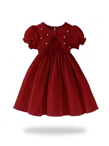 SKYCARRY Baby Girl Cotton Frock Dress for Girls Ages 1 to 13 Years. Stylish Round Neck Kids Clothing for Birthday Wedding. Breathable Knee Length Summer Garment.