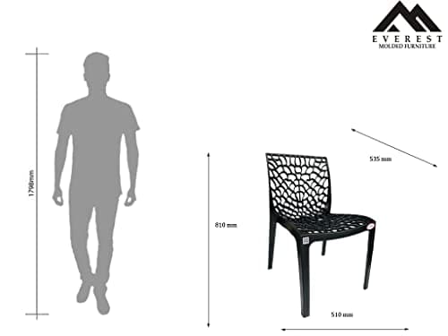 EVEREST MOLDED FURNITURE Web Series Outdoor Garden/Cafe/Home/Balcony Plastic Chair- (Set Of 4 Chairs) (Black) 3