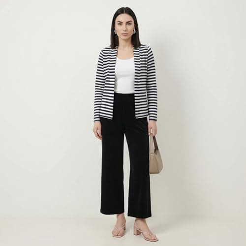 FineMe Women’s Navy Blue Striped Open Front Cardigan | Long Sleeve Layering Shurg | Everyday Office Wear Shurg-2XL 4