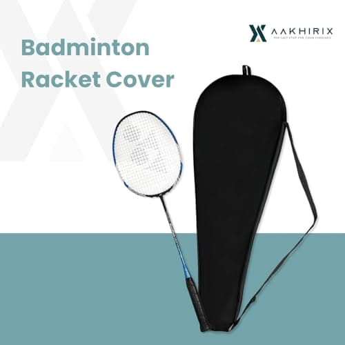 AAKHIRIX Badminton Racket Cover with Standard Strap,Steel Zip Lock and Matty Cover Material for All Size Rackets 2