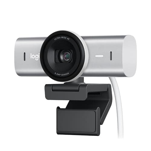 Logitech MX Brio Ultra HD 4K Streaming Webcam, 1080p at 60 FPS, USB-C, Webcam Cover, Works with Microsoft Teams, Zoom, Google Meet - Pale Grey - with Free Adobe Creative Cloud Subscription