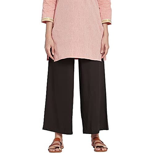 GO COLORS Women Brown Mid Rise Viscose Basic Palazzo - 2XL