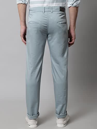 Majestic Man Slim Fit Cotton Blend Casual Mid Rise Trousers for Men (34, Sea Blue) 5