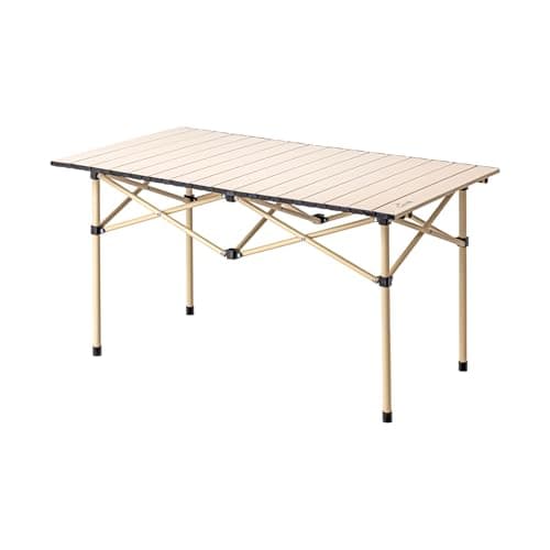Corvids Alloy Steel, Plastic Multipurpose Folding Camping Table with Roll-up Tabletop | Compact & Portable | Best for Hiking, Picnic, Garden, BBQ & Outdoor Use (Khaki, Large)