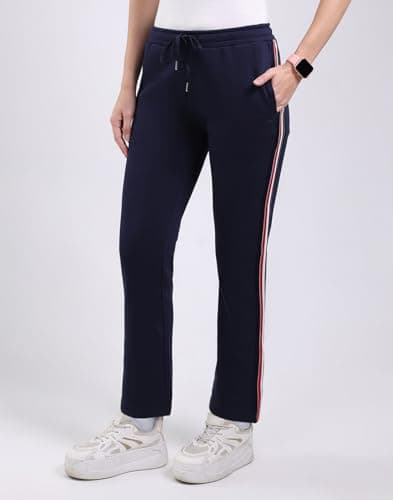 Monte Carlo Women Regular Fit Solid Elasticated Mid Rised Lower | Soft Stretchable Track Pant for Ladies | Comfortable Casual Wear Jogger | Stylish Activewear Bottom for Women Navy Blue LP1 2