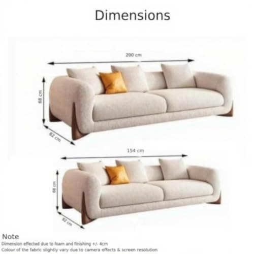 Artistic Wood Modern Sofa Chesterfield Design with Stylish Wooden Legs Bouncy Teddy Fabric Off-White Finish Sofa for Living Room, Bedroom, Hallways (3+2 Seater) 2