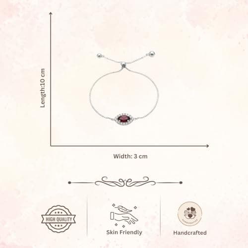 ACCESSHER Women's & Girls Silver Plated Maroon Marquise Crystal Adjustable Bracelet, Stylish Bangle Charm Chain Bracelet Gift For Birthday, Valentine's & Friendship 6