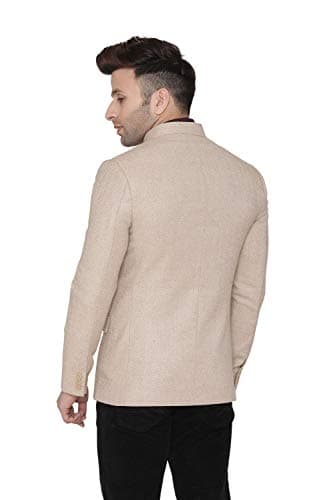 WINTAGE Men's Tweed Casual and Festive Blazer Coat Jacket : Beige2 3