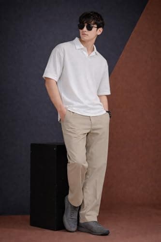 Zilcon Men’s Textured Polo T-Shirt Casual Short Sleeve Summer Wear (in, Alpha, L, Regular, White) 5
