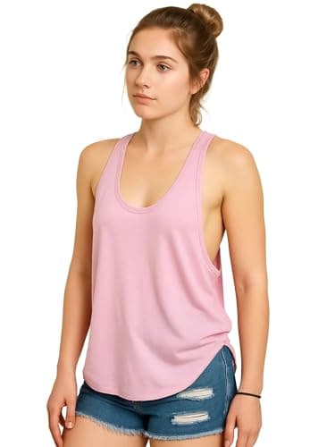 THE BLAZZE Regular Fit Sleeveless Tank Top - Women's Soft & Breathable Cotton Activewear 1005 NB25 Pink S