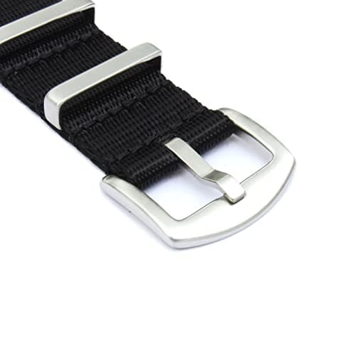 WAMD Seat Belt NATO Nylon Fabric Watch Straps/Bands - Choice of Colour & Width (Black, 24 mm) 2