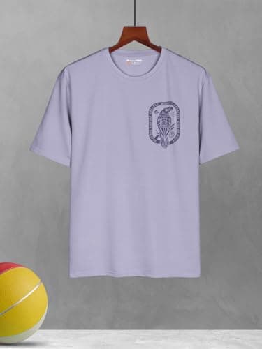 BULLMER Trendy Clothing Set with Oversized T-Shirt & Pants Co-ords for Men/Purple:Black/Large 3
