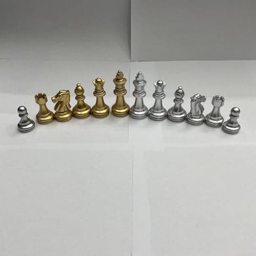 SNAPPSY 32Pcs Chess Pieces Educational Brain Teaser Gold and Silver Chess Game Pawns 3