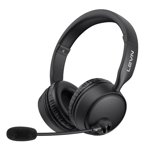 Wireless Headset with Mic for Work, Wireless Headset with Microphone AI Noise Cancelling, Bluetooth 5.3, 60H Battery, Mute Button, Comfortable Over Ear Headphones for PC, Laptop, Call Center, Office