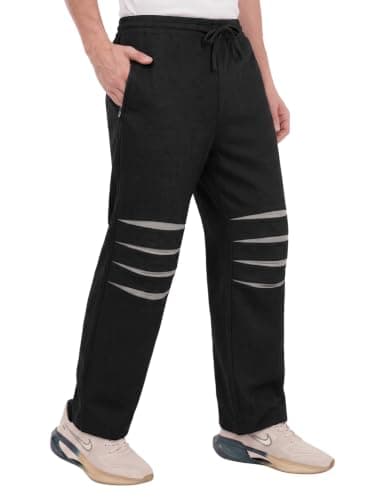SaintX Men's Premium Performance Joggers | with Knee Gussets for Enhanced Mobility | Stretchable Functional Fabric | Modern Athletic Straight Fit | Stylish Casual & Active Wear (ST39_Black_34)