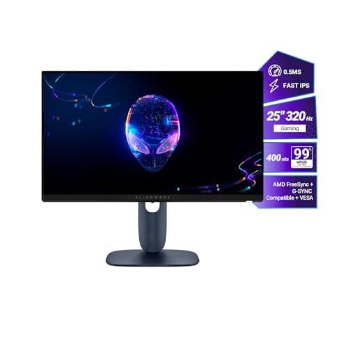 Alienware AW2525HM 25" Gaming Monitor (SmartChoice)|FHD 320Hz Fast IPS|0.5ms GTG|NVIDIA G-Sync+AMD FreeSync Premium|Esports Grade Gameplay|Height Tilt Swivel Pivot|400nits|Sleek Black Design|DP+HDMI 2