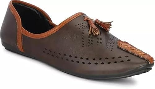 FAXIAN Men's Brown Synthetic Slip_On Trendy/Lightweight & Ethnic Mojaris 06 (UK/India) (2016)
