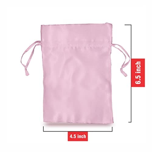 Pure Source India Metallic Satin Mix (13 * 16 cm) Organza Potli Bags Pouch Best Gift Item - Pink (Set of 12) 3