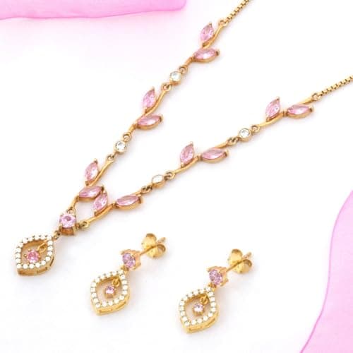 ZAVYA 925 Sterling Silver Glimmering Vines Gold Plated Jewelry Set | Gift for Women & Girls | With Certificate of Authenticity & 925 Hallmark 2