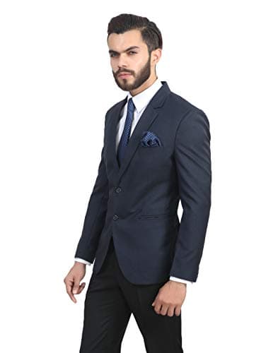 MANQ Men's Slim Fit Single Breasted Blazer (BL-101-42-Blue_Blue_42) 4
