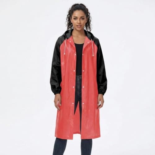 Eco-Friendly EVA Poncho Raincoat for Men & Women, Lightweight Waterproof Coat with Hood, Adjustable Drawstring, Button Closure Reusable & Durable Outdoor Rainwear Multicolor 4