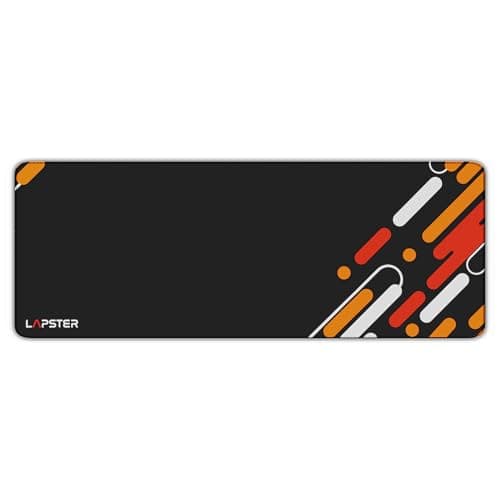 LS LAPSTER Quality Assured Abstract Desk mat (800 mm x 300 mm x 2 mm) Mouse pad Gaming | Mouse mat | Curated Stitched Edges| Non-Slip Rubber Base|Keyboard and Mouse pad for Home & Office (Black)