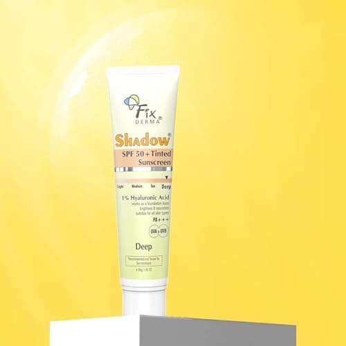 Fixderma Shadow Tinted Sunscreen Deep SPF 50 PA+++ | 1% Hyaluronic Acid & Vitamin E | Brightens & Nourishes the Skin | UVA & UVB Protection | Lightweight | No White Cast | For All Skin Types - 30gm 3