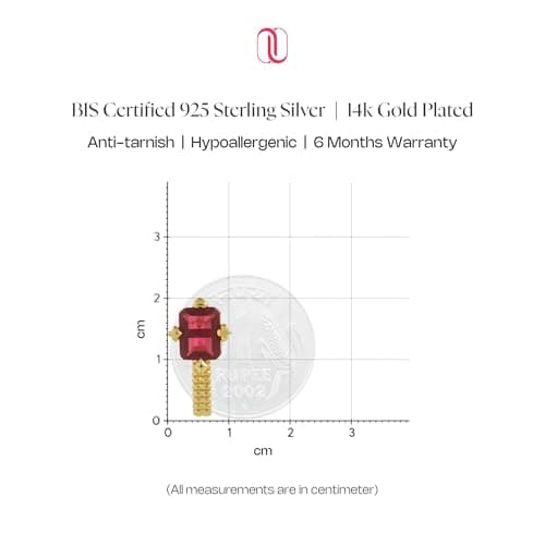 NISHANI 925 Sterling Silver Jewellery | KiraKira Suits Ruby Stone Jewellery with 14kt Gold Plating & CZ | Hypoallergenic & Anti-Tarnish Shine | Gift for Her & Women (Suits Earrings, One Size) 4