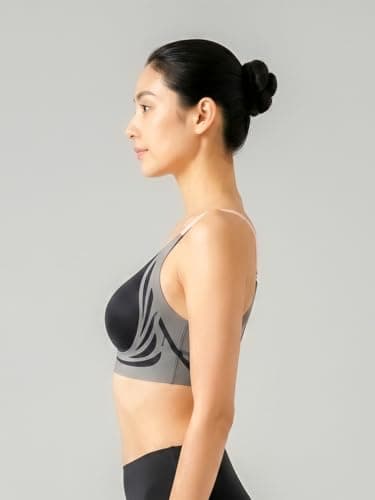 CareDone Women's Seamless Sports Bra, Wireless, V-Neck, Black and Grey, Workout Activewear. (in, Alpha, L, Regular, Black) 4